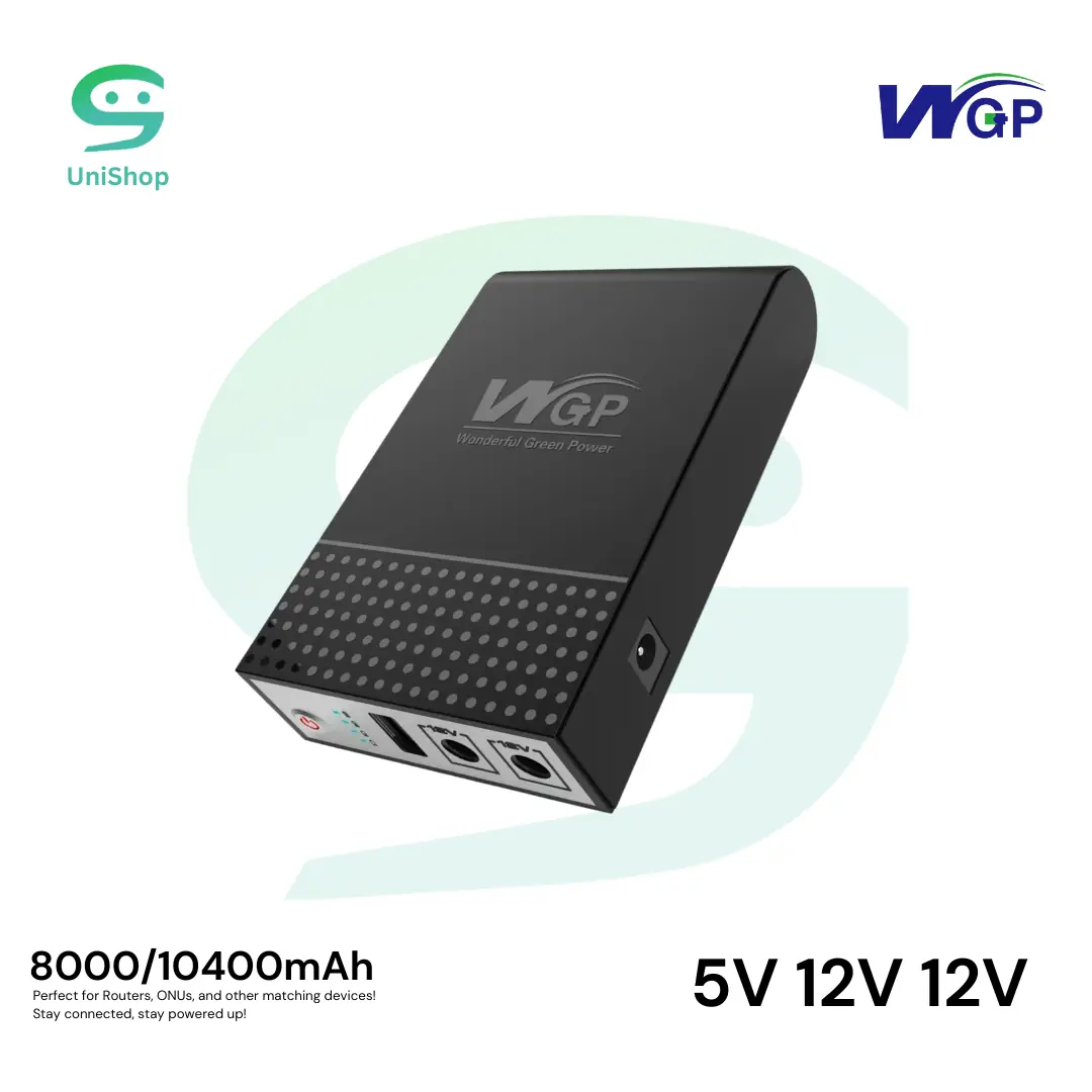WGP Mini UPS 10400mAh – 5V/9V/12V Backup Power for WiFi Router/ONU/CCTV
