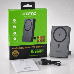 oraimo MagPower 15 10000mAh Magnetic Wireless Power Bank – 15W Wireless, 22.5W AniFast, Foldable Stand (OPB-7102W)